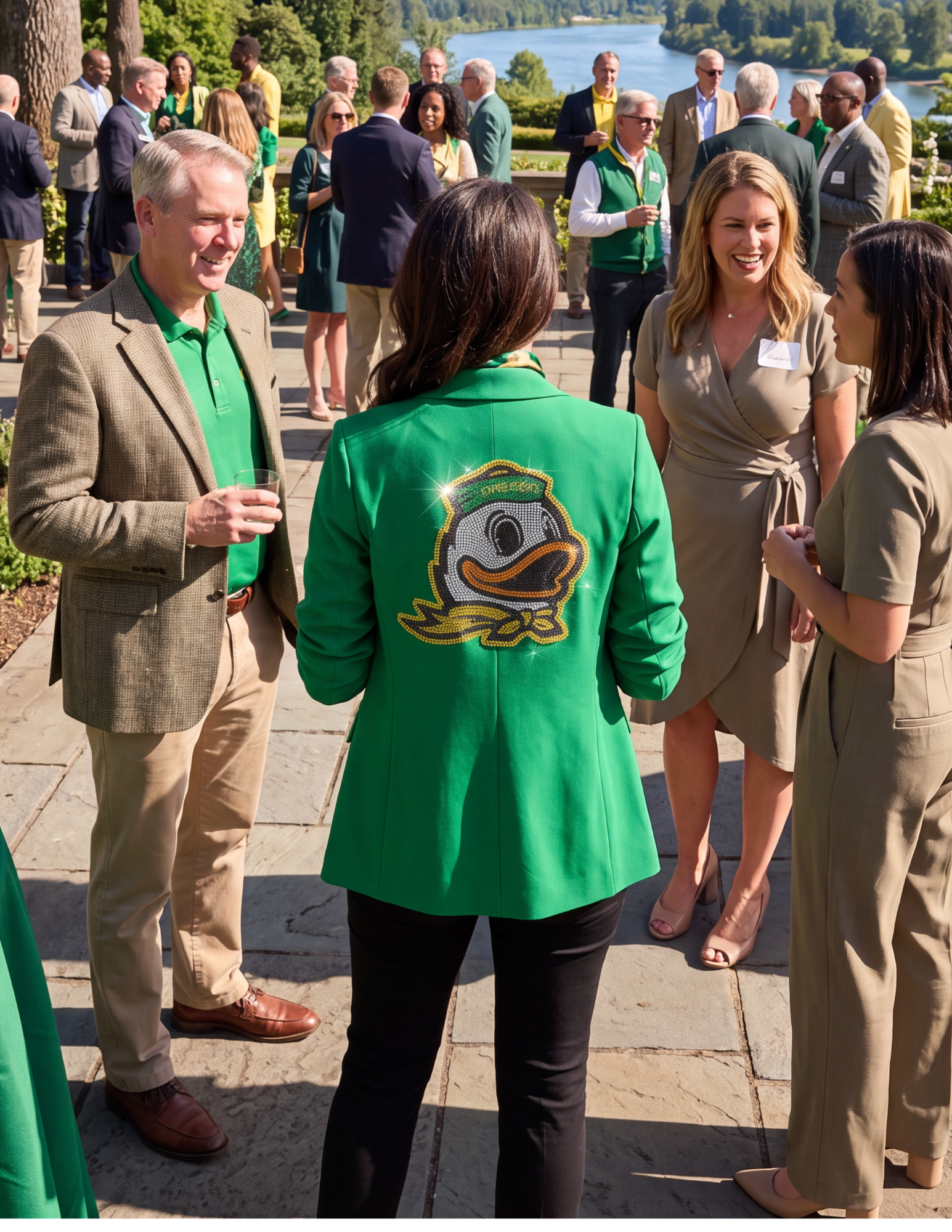University Of Oregon Duck Green Ruched Sleeve Blazer