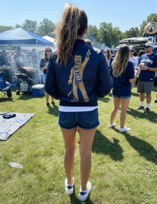 Licensed Game Day Jacket, Navy Bomber, Penn State Full Body Mascot