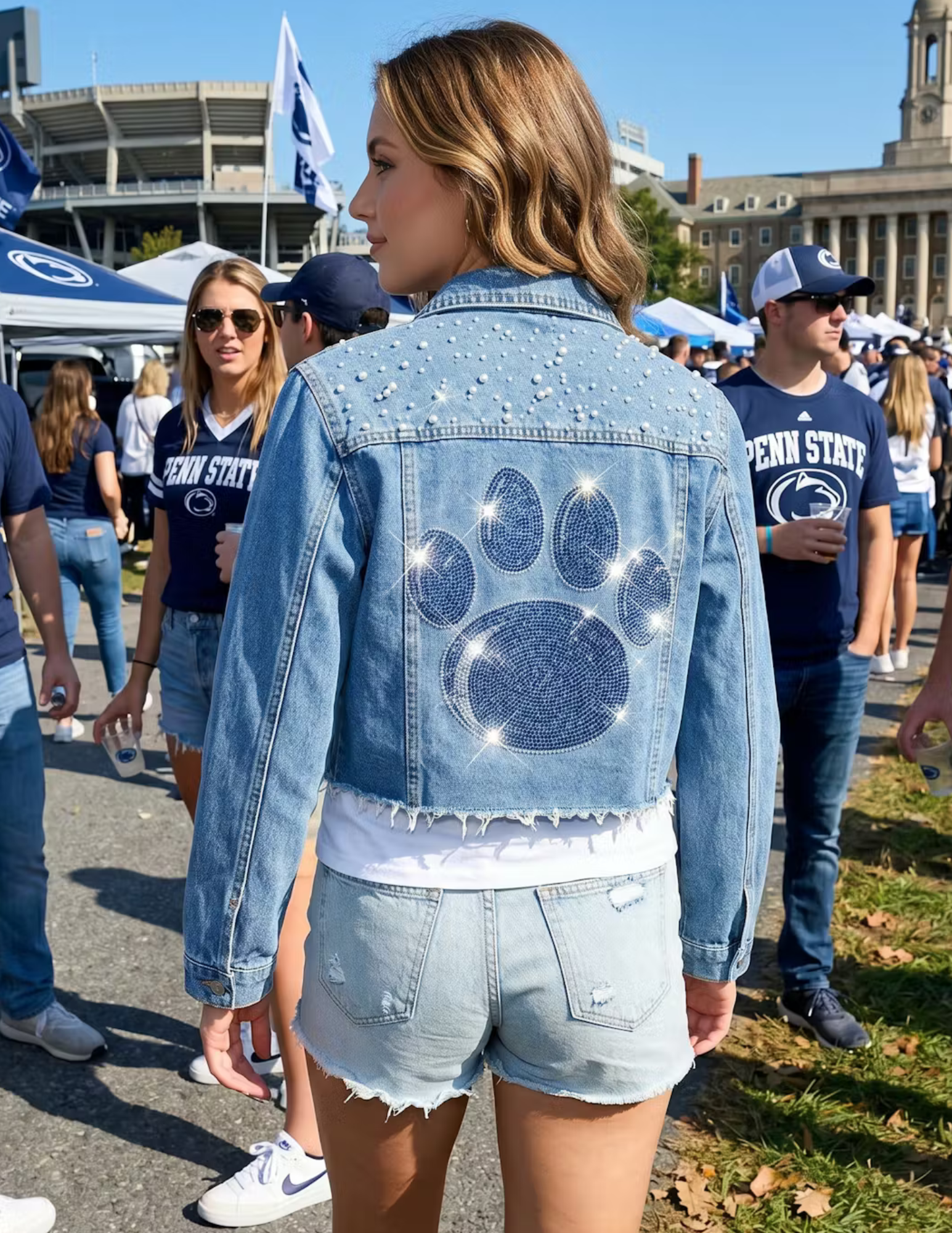 Penn State Paw Blue Pearl Denim Jacket