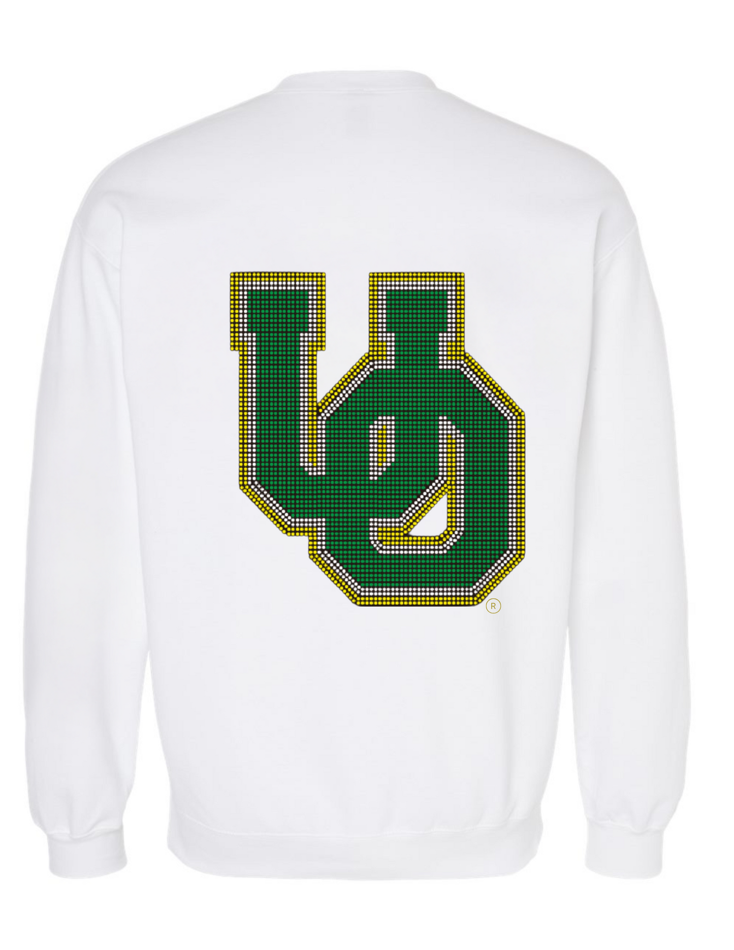 University Of Oregon Large Interlocking UO White Crewneck Sweatshirt