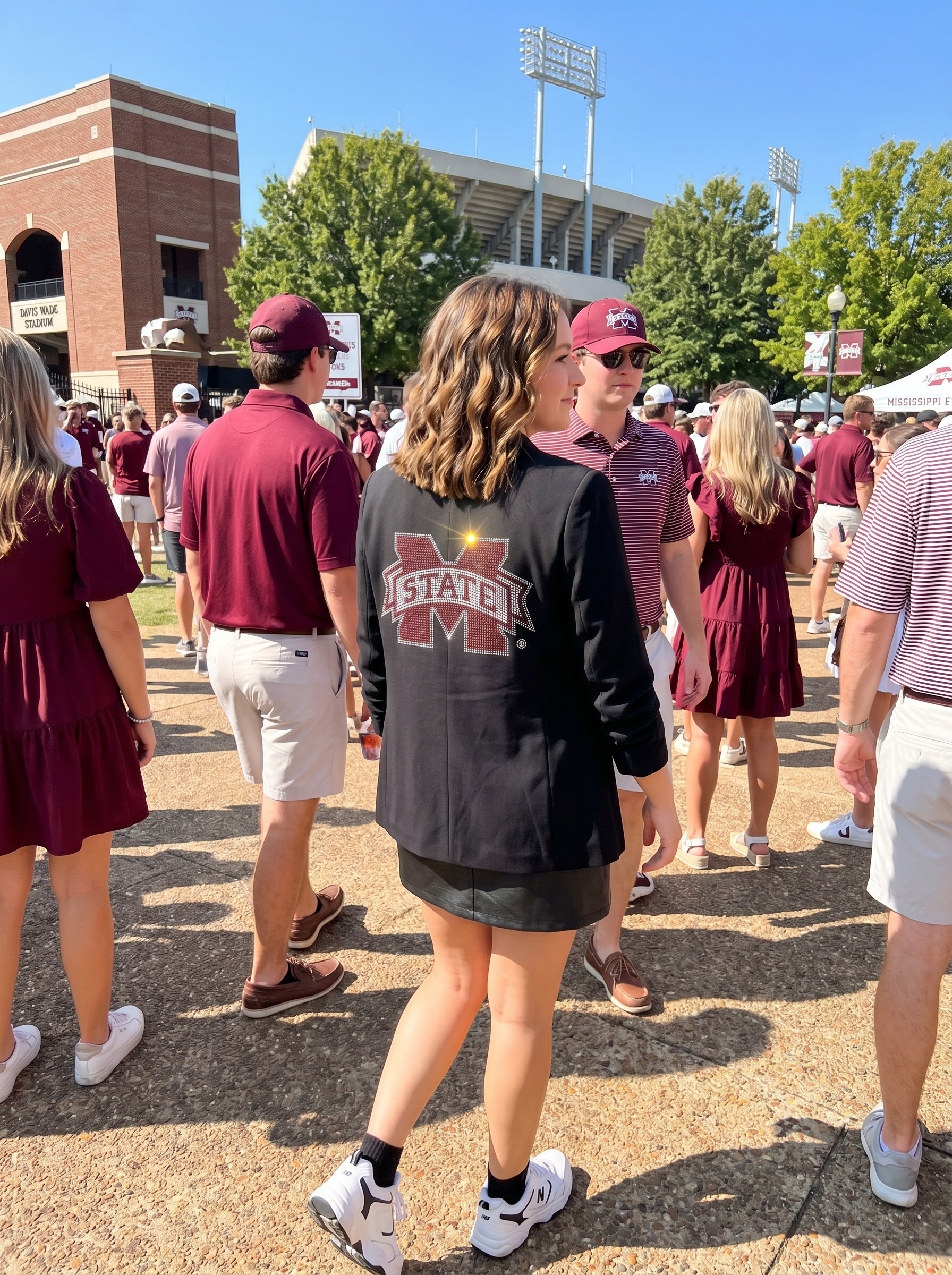 Mississippi State M State Black Ruched Sleeve Blazer