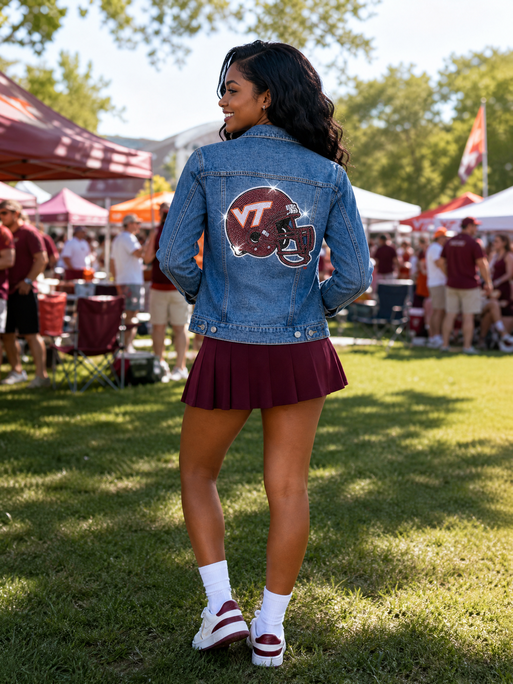 Virginia Tech Hokies Helmet Blue Denim Jacket