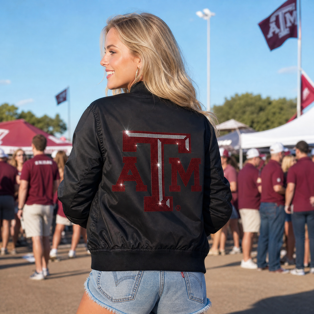 Texas A&M Logo Black Bomber Jacket