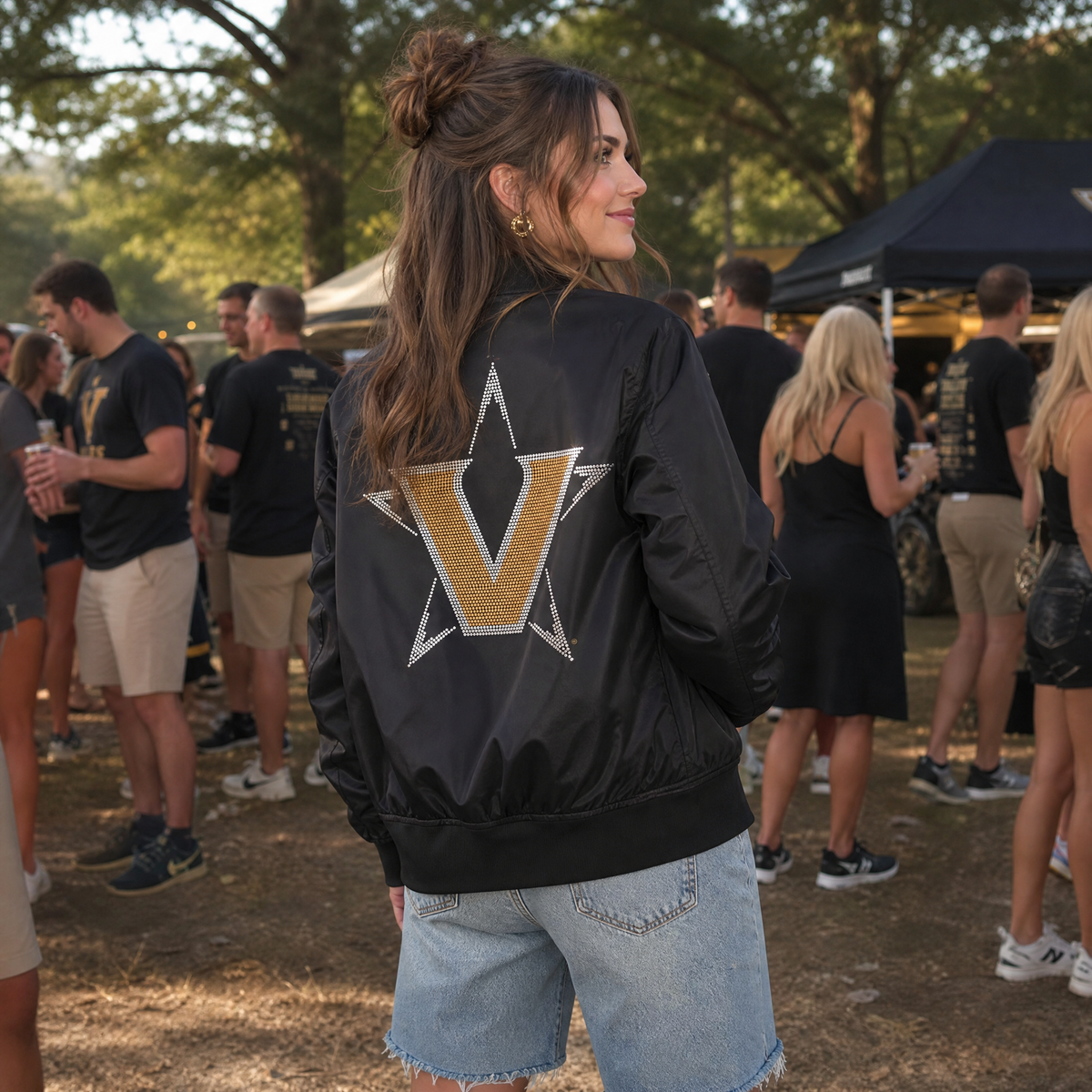 Vanderbilt University Star V Black Bomber Jacket