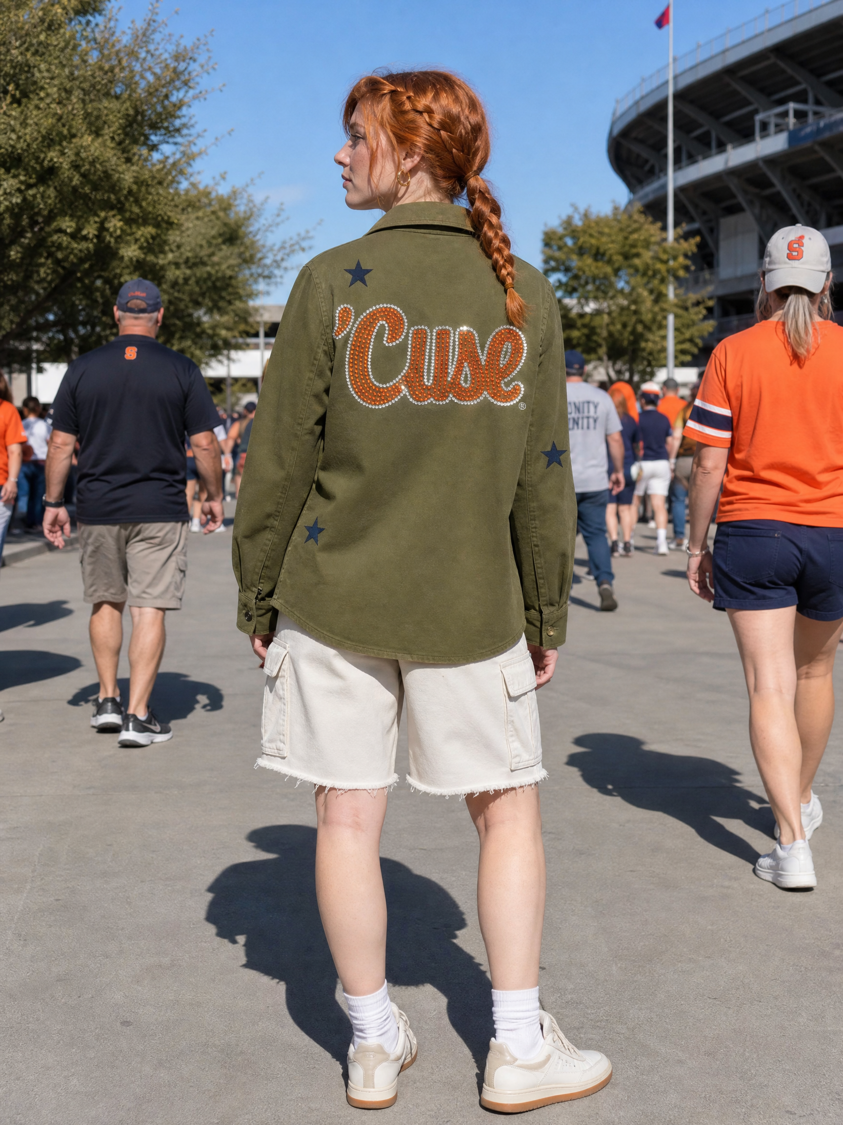 Syracuse 'Cuse Script Army Green Shacket