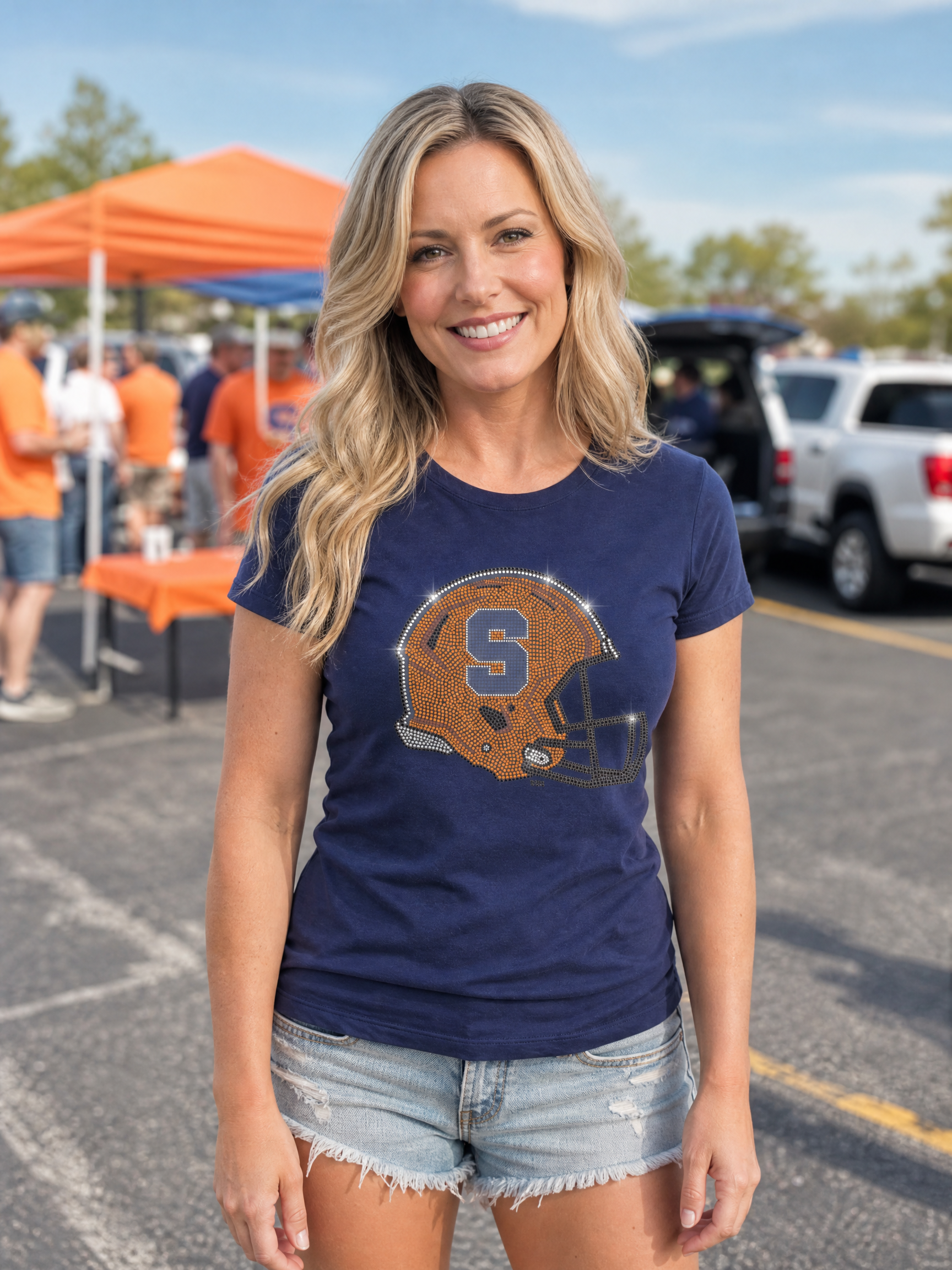Syracuse Helmet S Navy Crewneck Short Sleeve T-Shirt