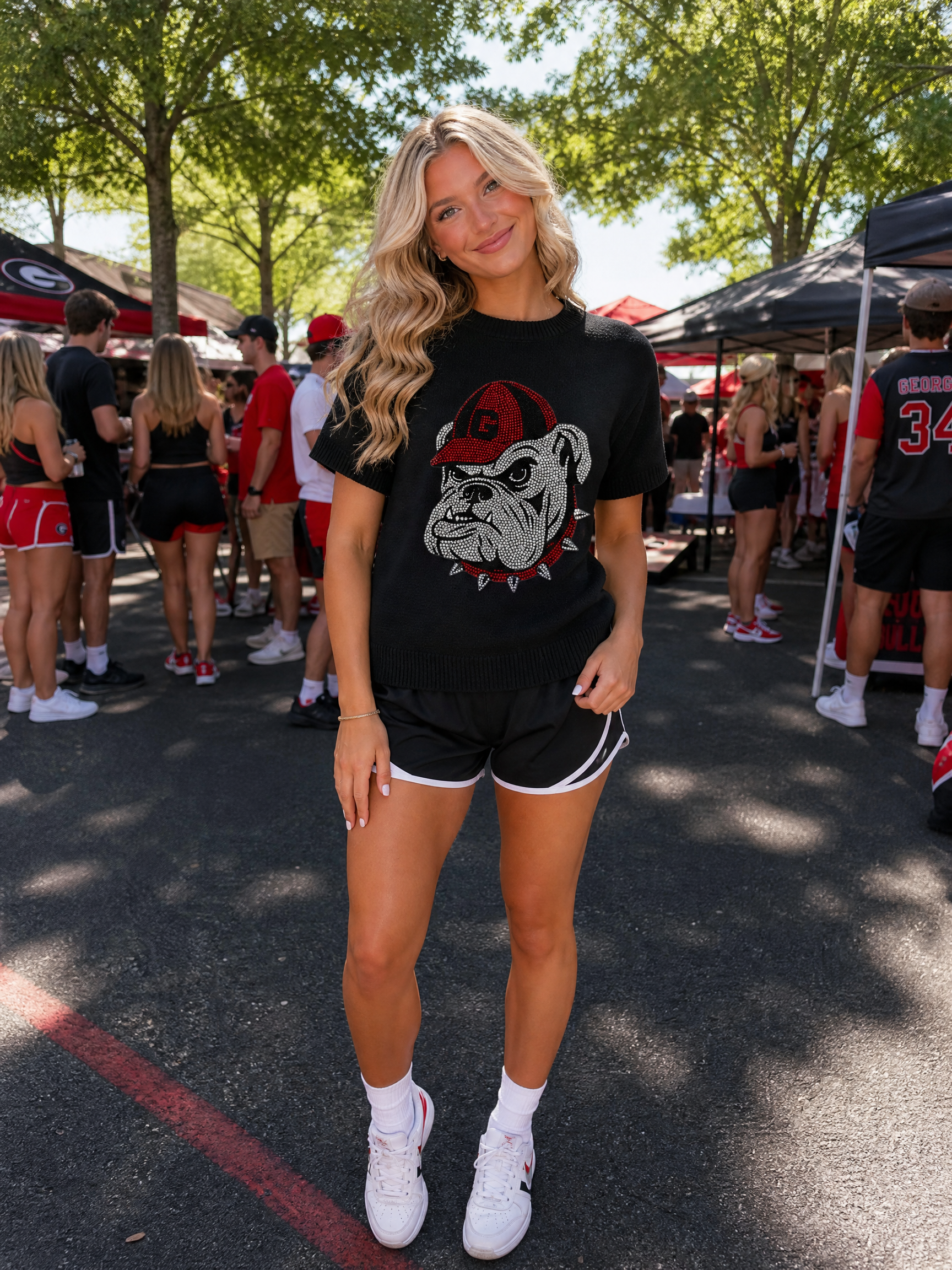 University of Georgia G Bulldog Black Short Sleeve Sweater