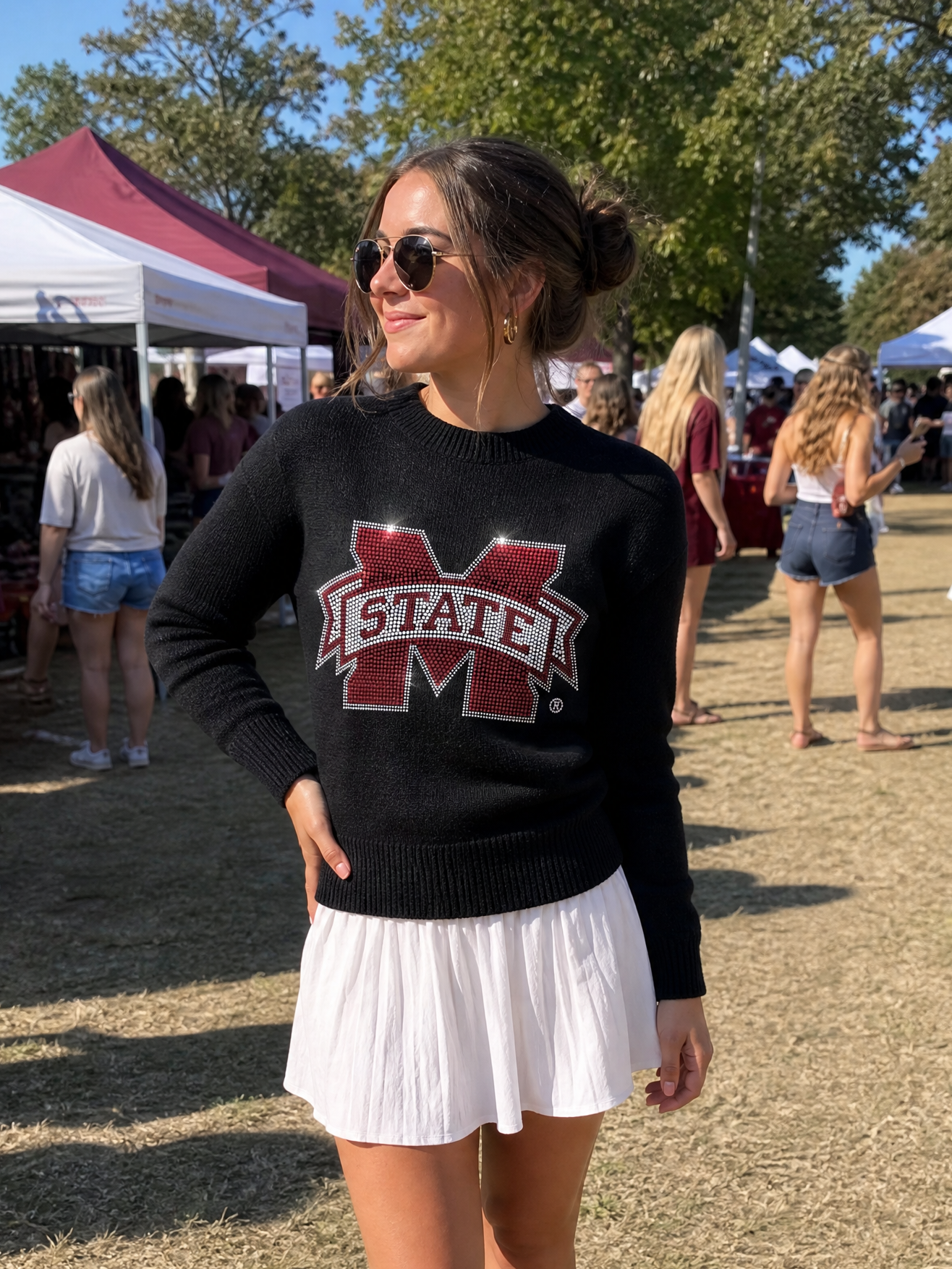 Mississippi State M State Black Crewneck Sweater