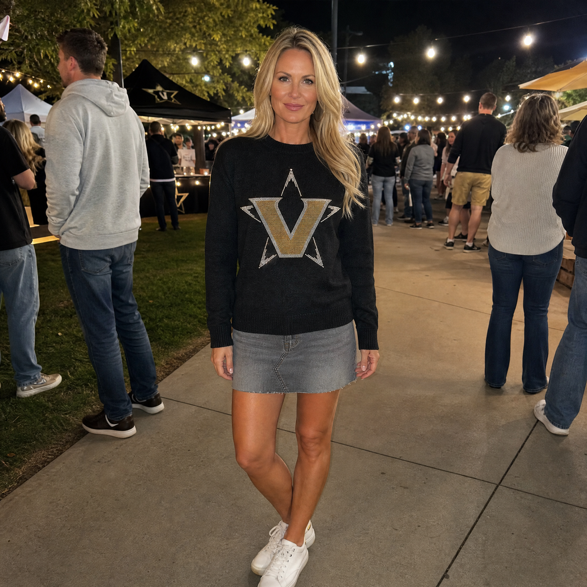 Vanderbilt University Star V Black Crewneck Sweater