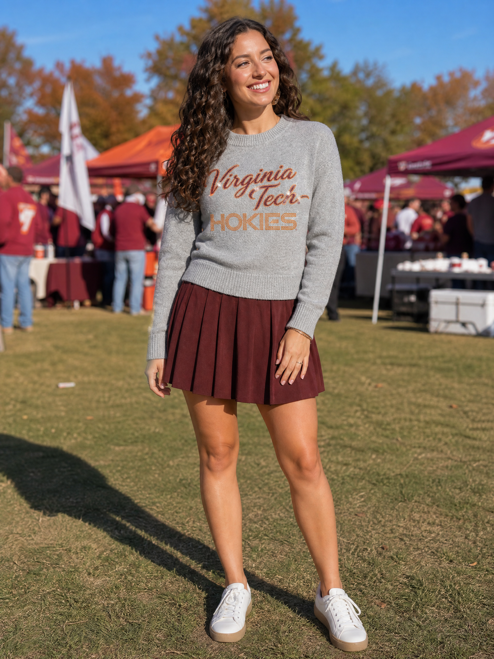Virginia Tech Hokies Script Gray Crewneck Sweater