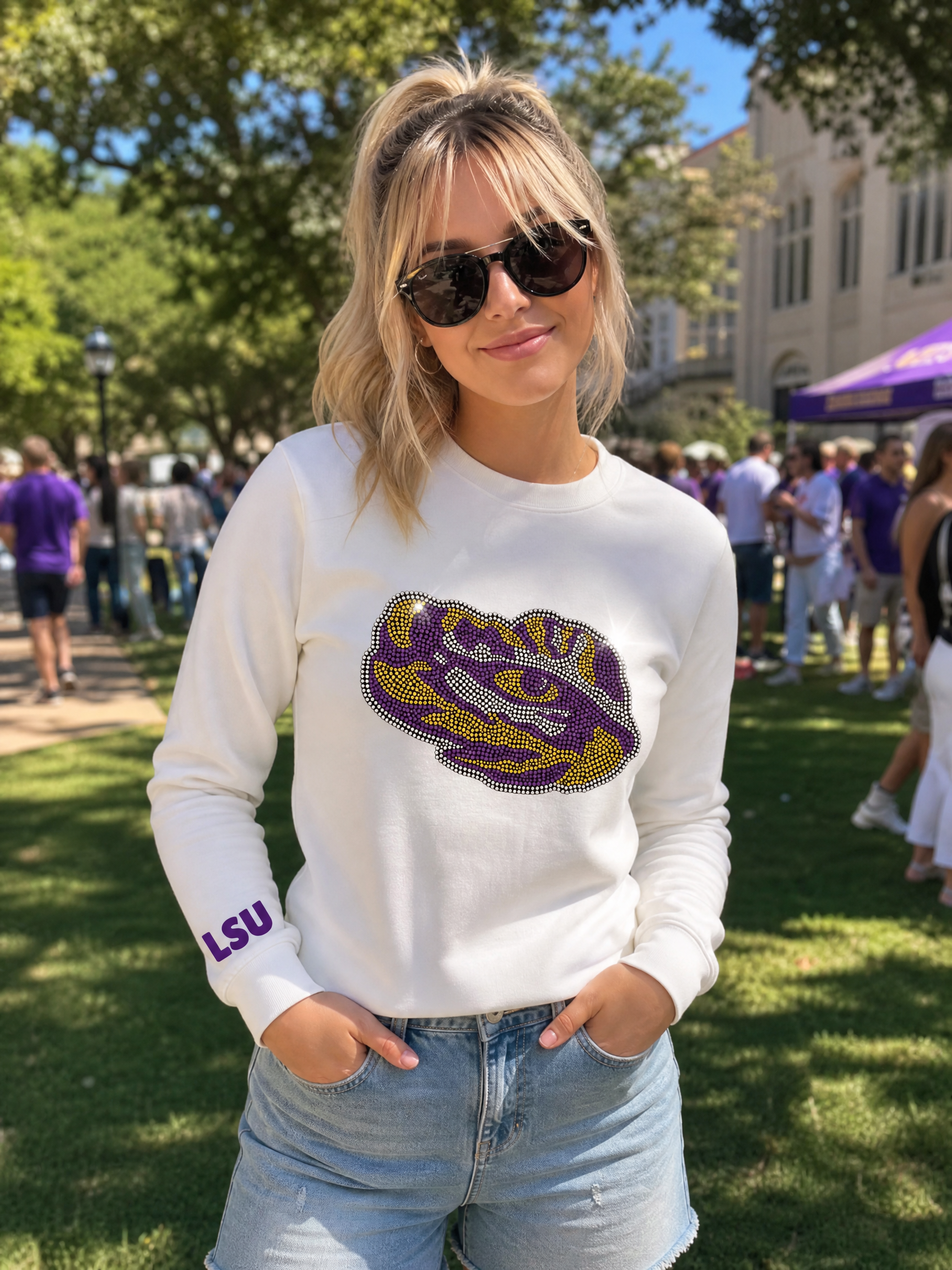 LSU Tiger Eye White Crewneck Sweatshirt