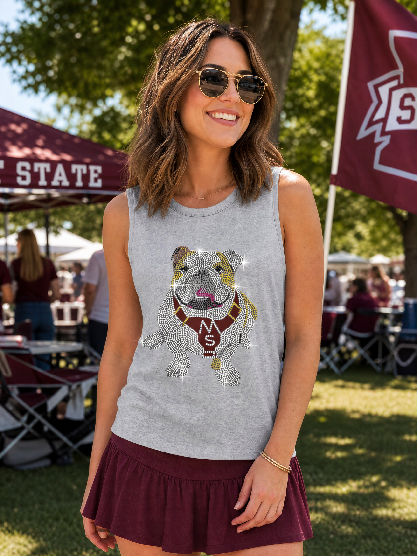 Mississippi State Bulldog Gray Tank Top
