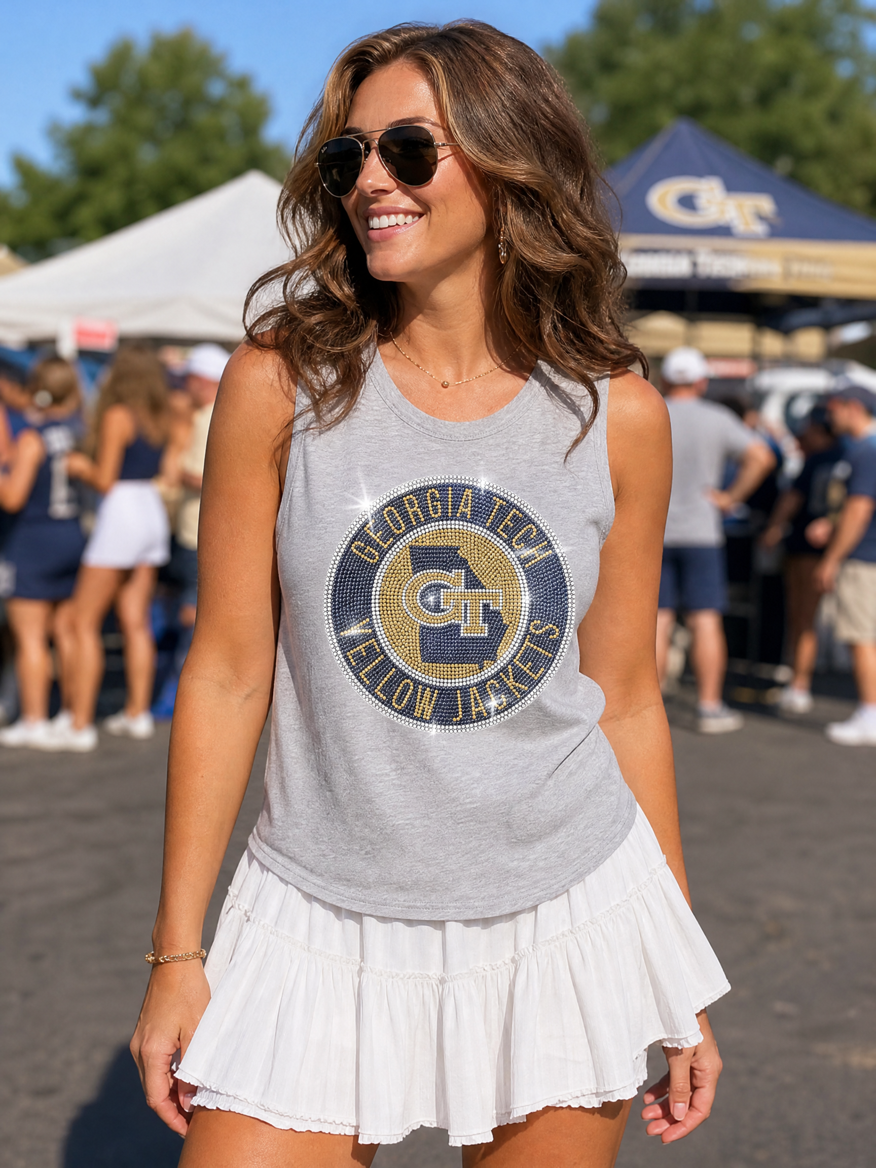 Georgia Tech GT Circle Decal Grey Tank Top