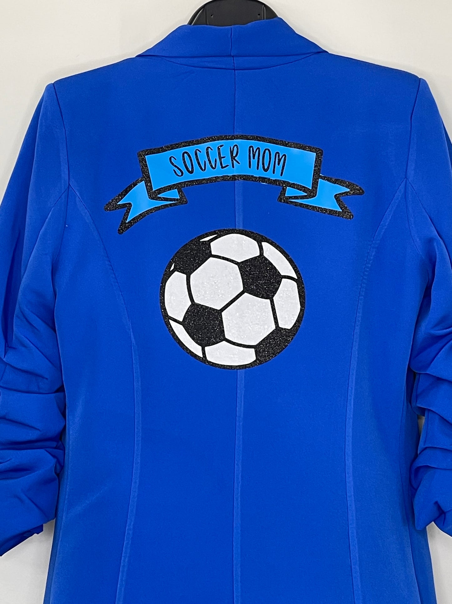 SMALL, MEDIUM & LARGE Royal Blue Ruched Blazer with Soccer Mom