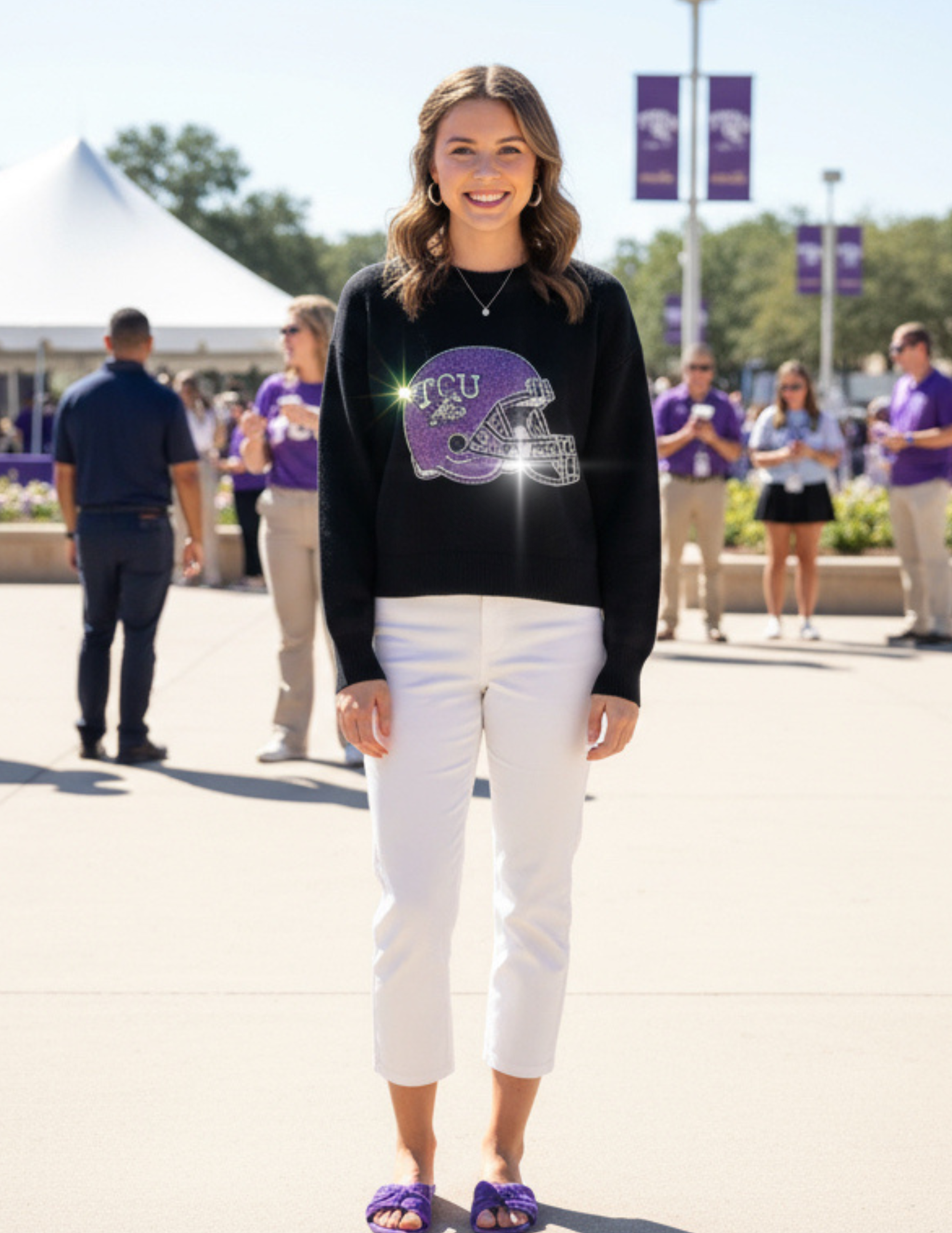 TCU Helmet Black Crewneck Sweater