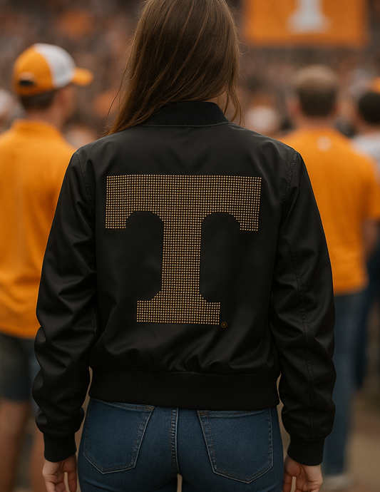 Licensed Game Day Jacket, Black Bomber, Tennessee Vols Big T & Go Big Orange