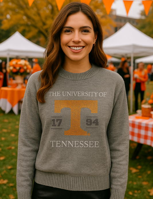 Licensed Game Day Sweater, Crewneck Gray, Tennessee Volunteers EST