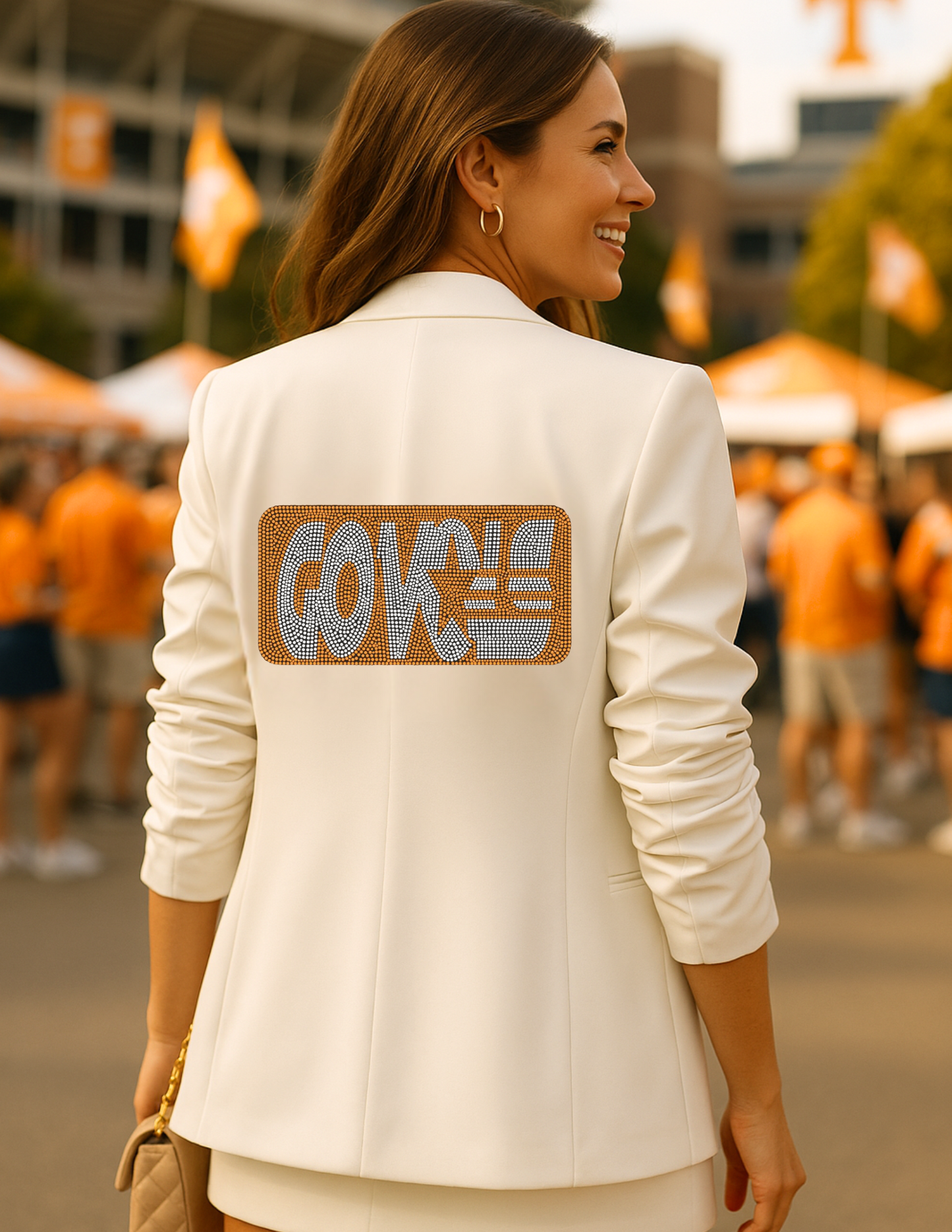 Licensed Game Day Blazer, Ruched White, Tennessee Go Vols