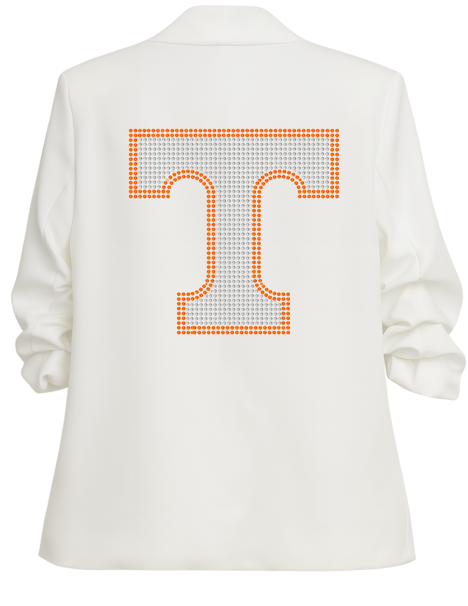 Tennessee Vols Large T White Blazer w/ Ruched Sleeve
