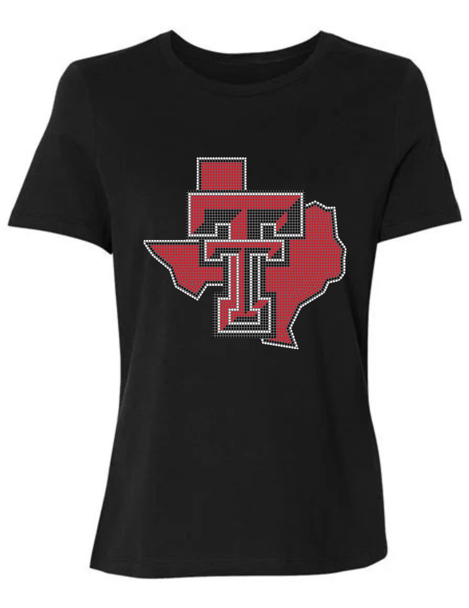 Texas Tech Double T State Map Black Short Sleeve T-Shirt