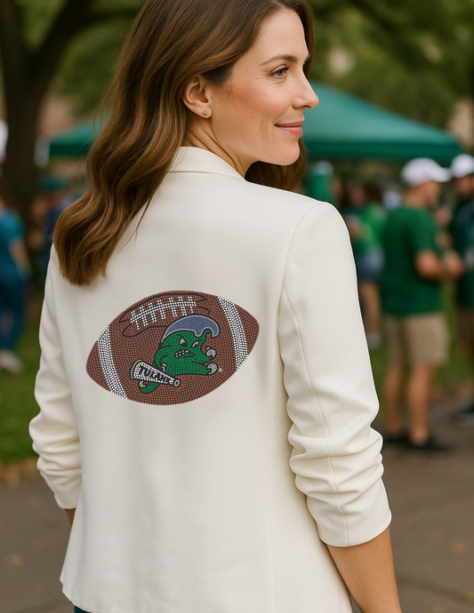 Licensed Game Day Blazer, Ruched White, Tulane Football