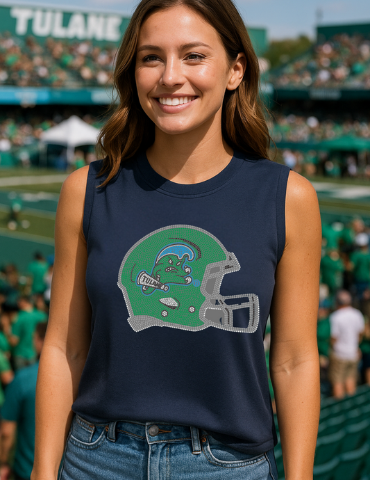 Licensed Game Day Tank Top, Navy, Tulane Helmet