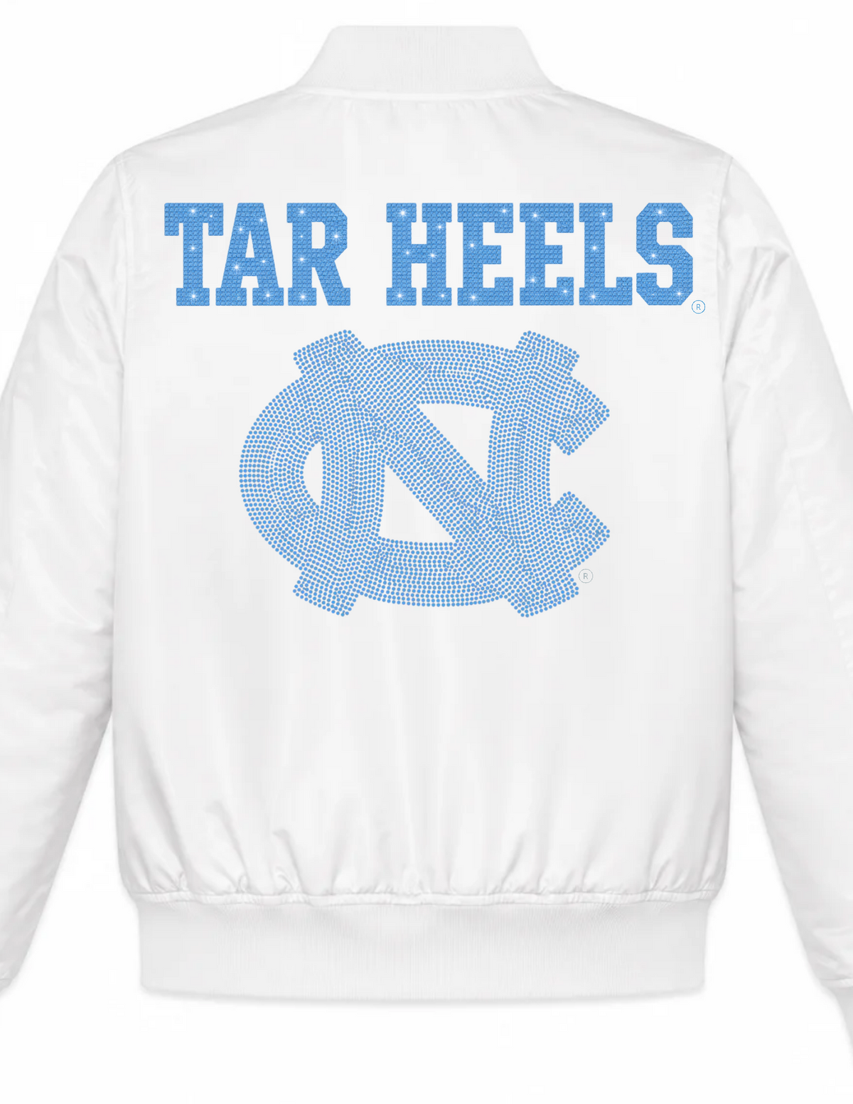 University of North Carolina Tar Heels Interlocking NC White Bomber Jacket