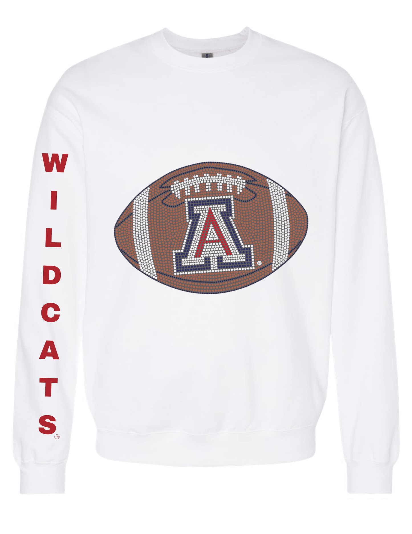 Licensed Game Day Sweatshirt, Crewneck White, Univ of Arizona Wildcats Football