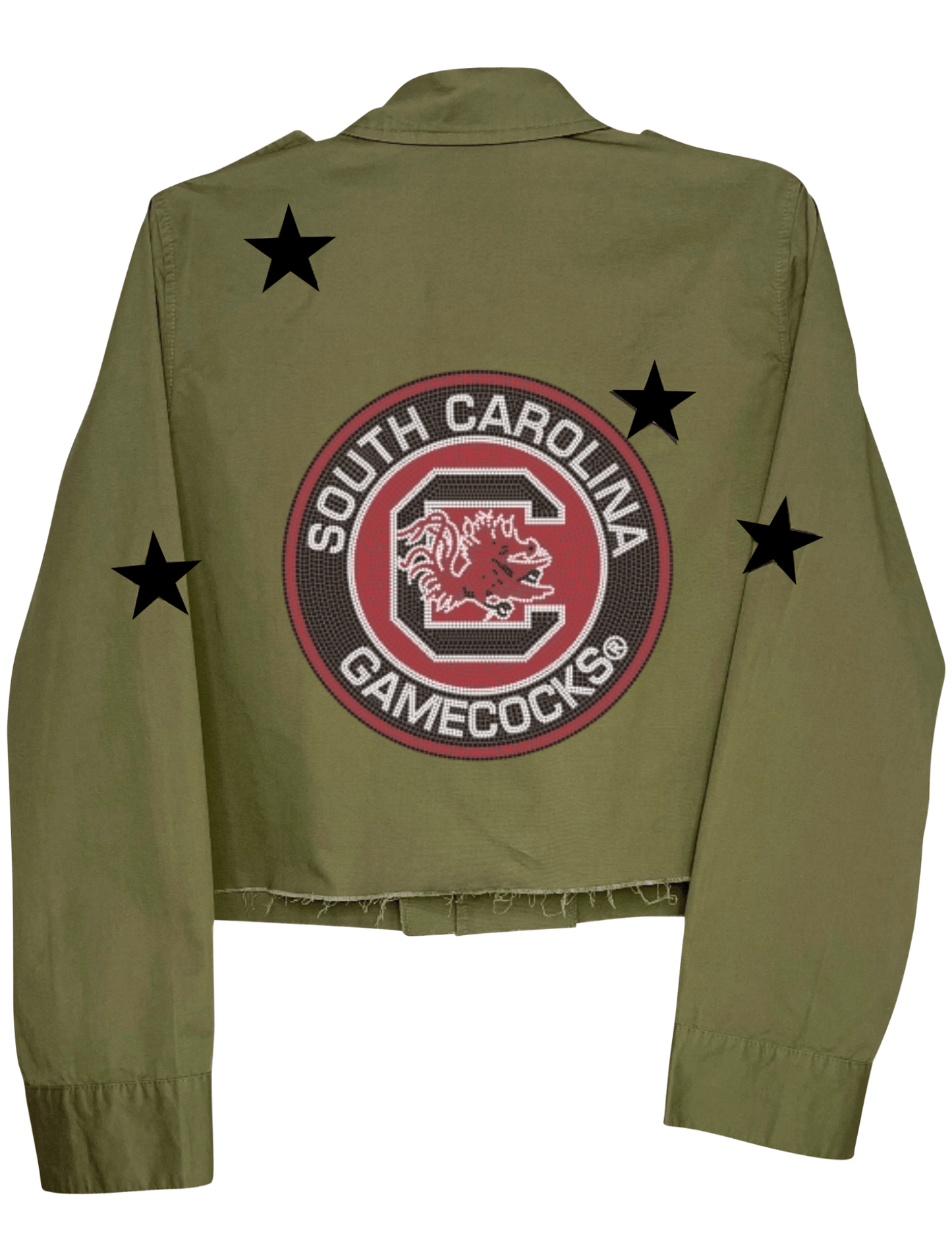 Licensed Game Day Jacket, Army Shacket Cropped, University of South Carolina, Circle Gamecock