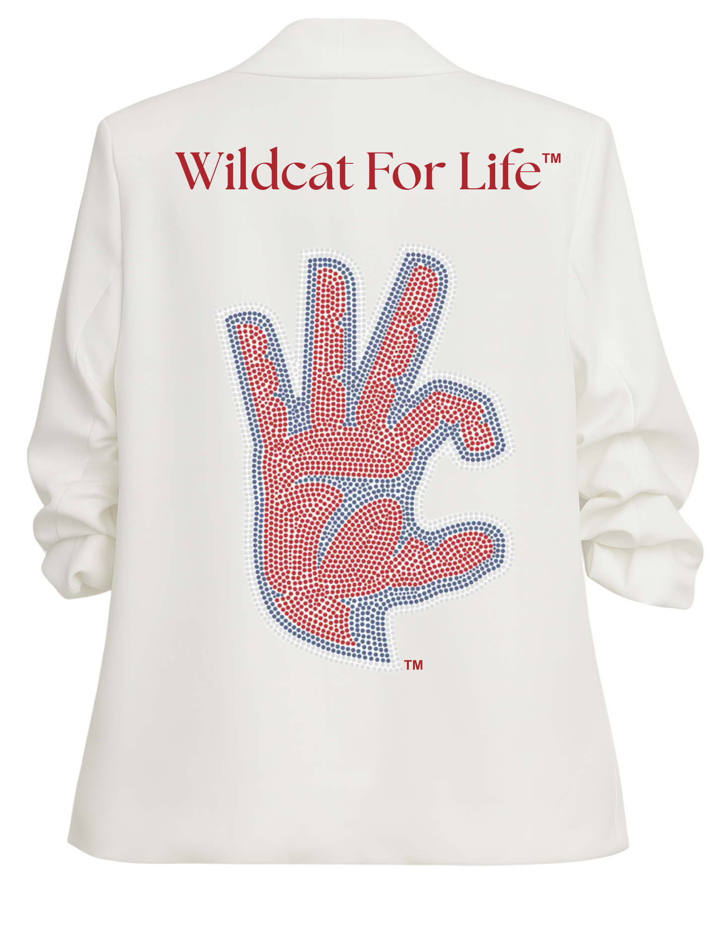 Licensed Game Day, White Blazer, Univ of Arizona Hand Wildcat for Life