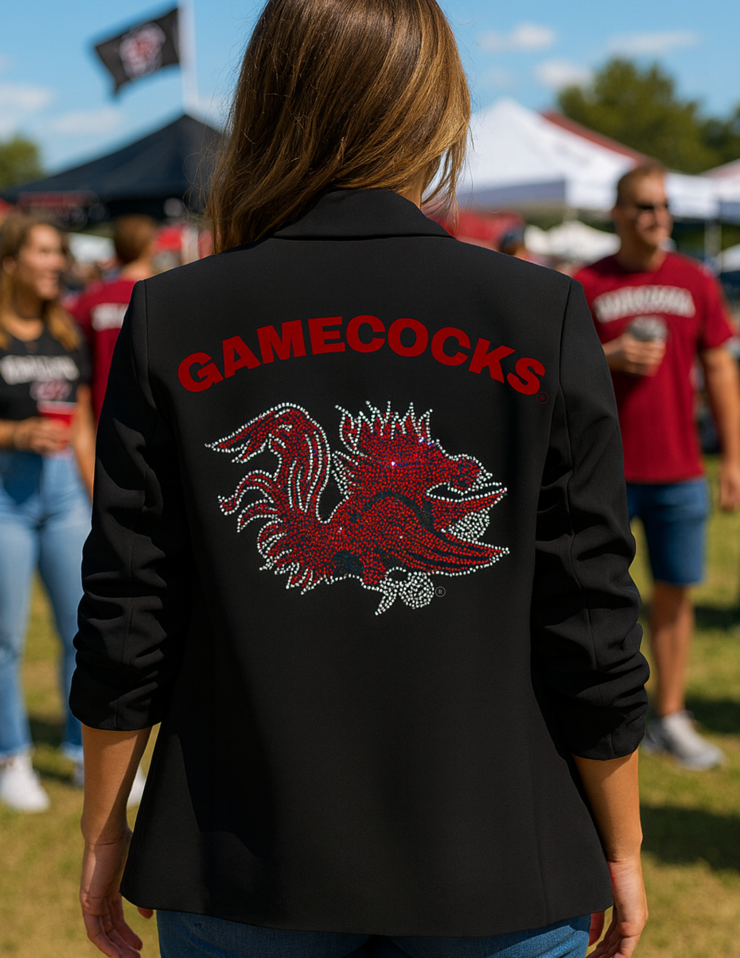 Licensed Game Day Blazer, Black Ruched, University of South Carolina, Gamecock