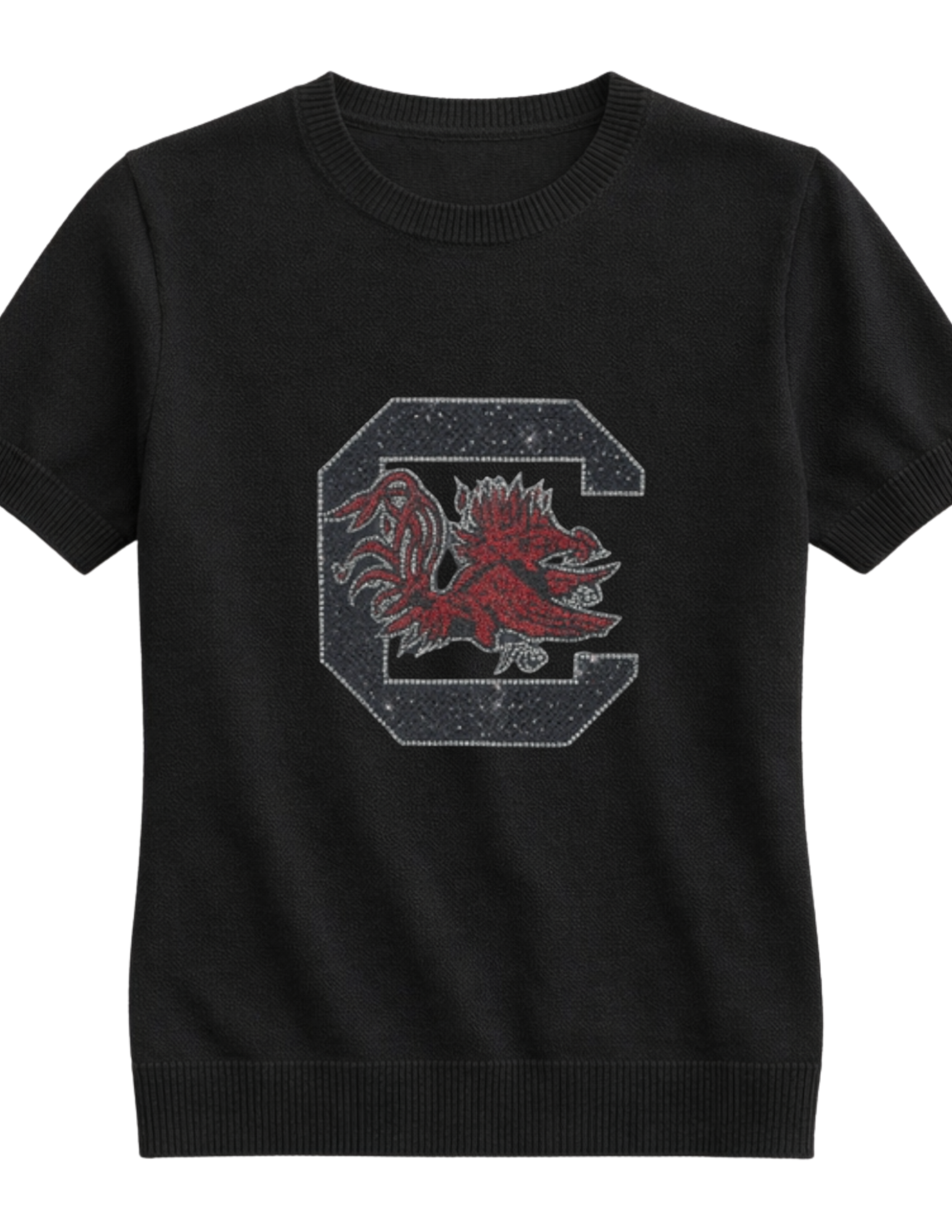University of South Carolina Gamecock Black Short Sleeve Sweater
