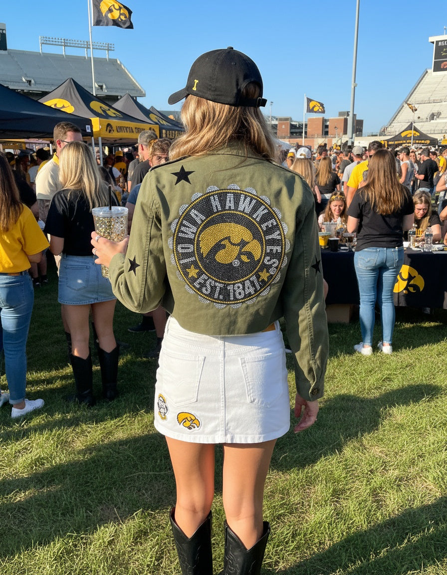Licensed Game Day Shacket, Army Green, Univ of Iowa Est 1841