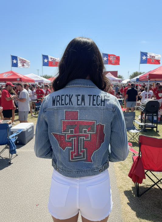 Licensed Game Day Jacket, Denim, Texas Tech TT State Wreck 'Em Tech
