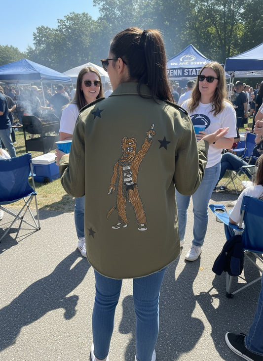 Licensed Game Day Jacket, Army Shacket, Penn State Full Body Mascot