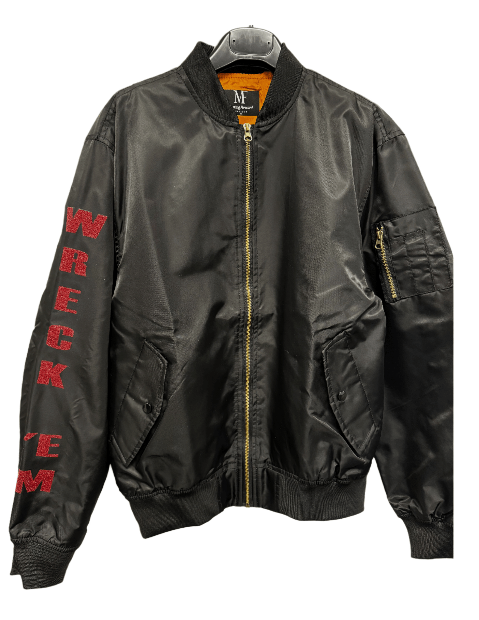Texas Tech Double T Map w/ Wreck Em on arm Black Bomber