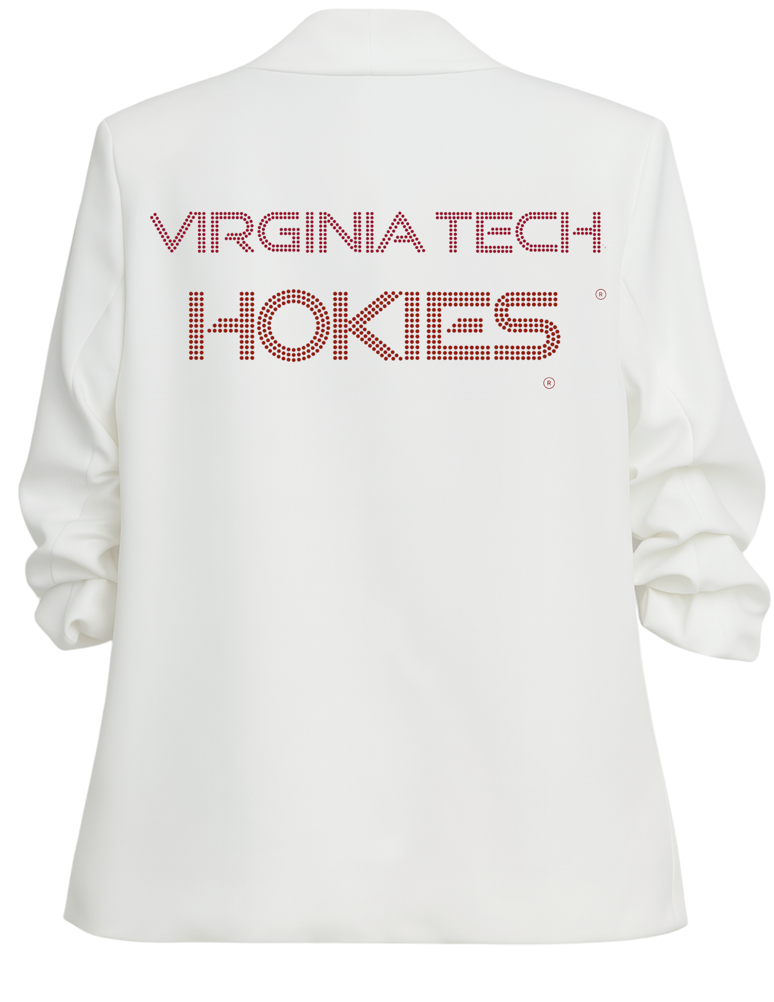 Virginia Tech Hokies Script White Ruched Sleeve Blazer