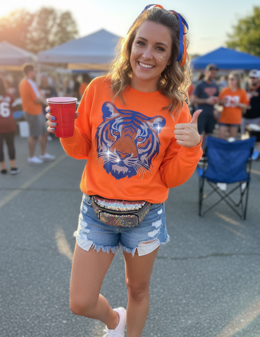 Game Day Sweatshirt, Orange, Orange & Navy Tiger
