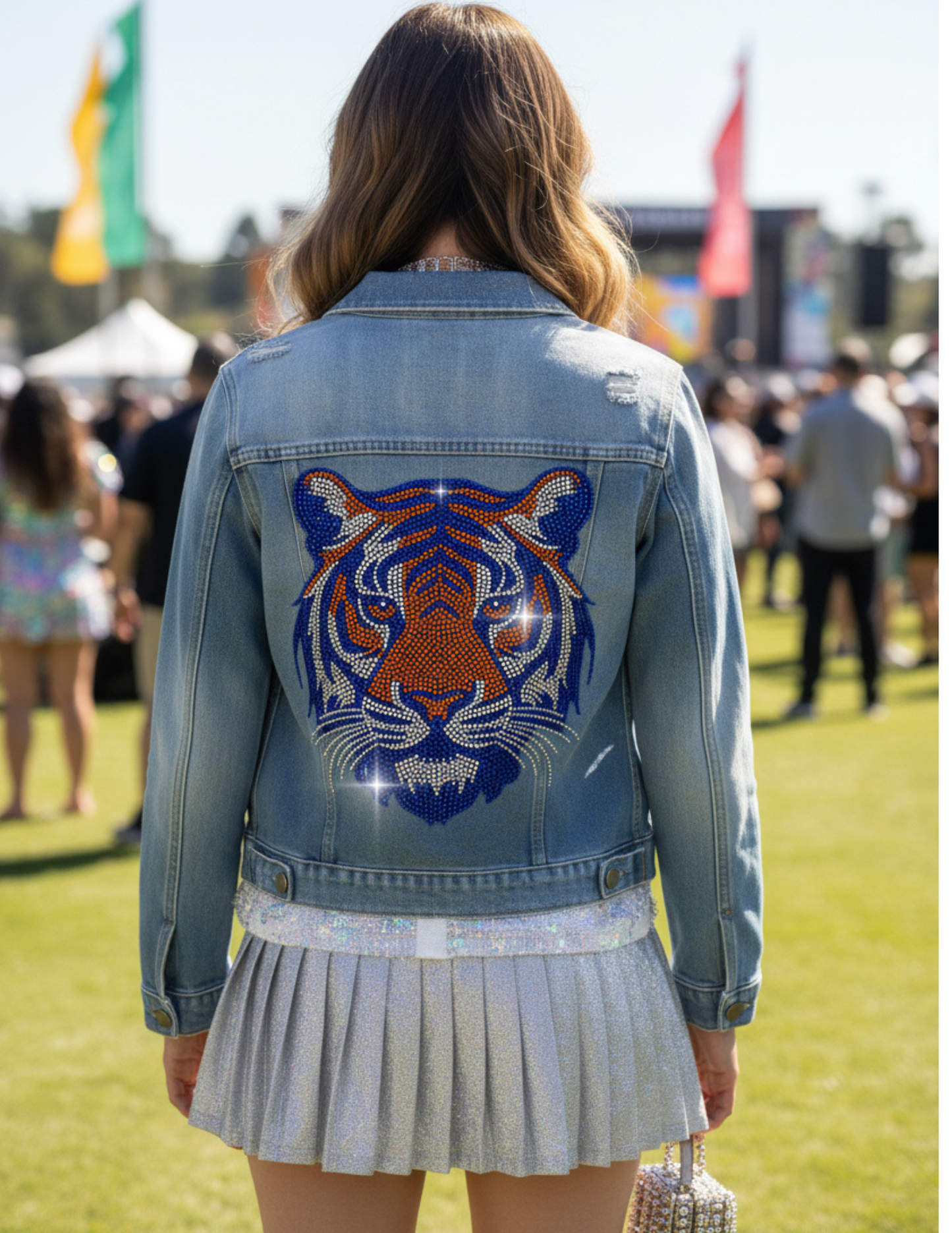 Jacket, Blue Denim, Orange & Navy Tiger