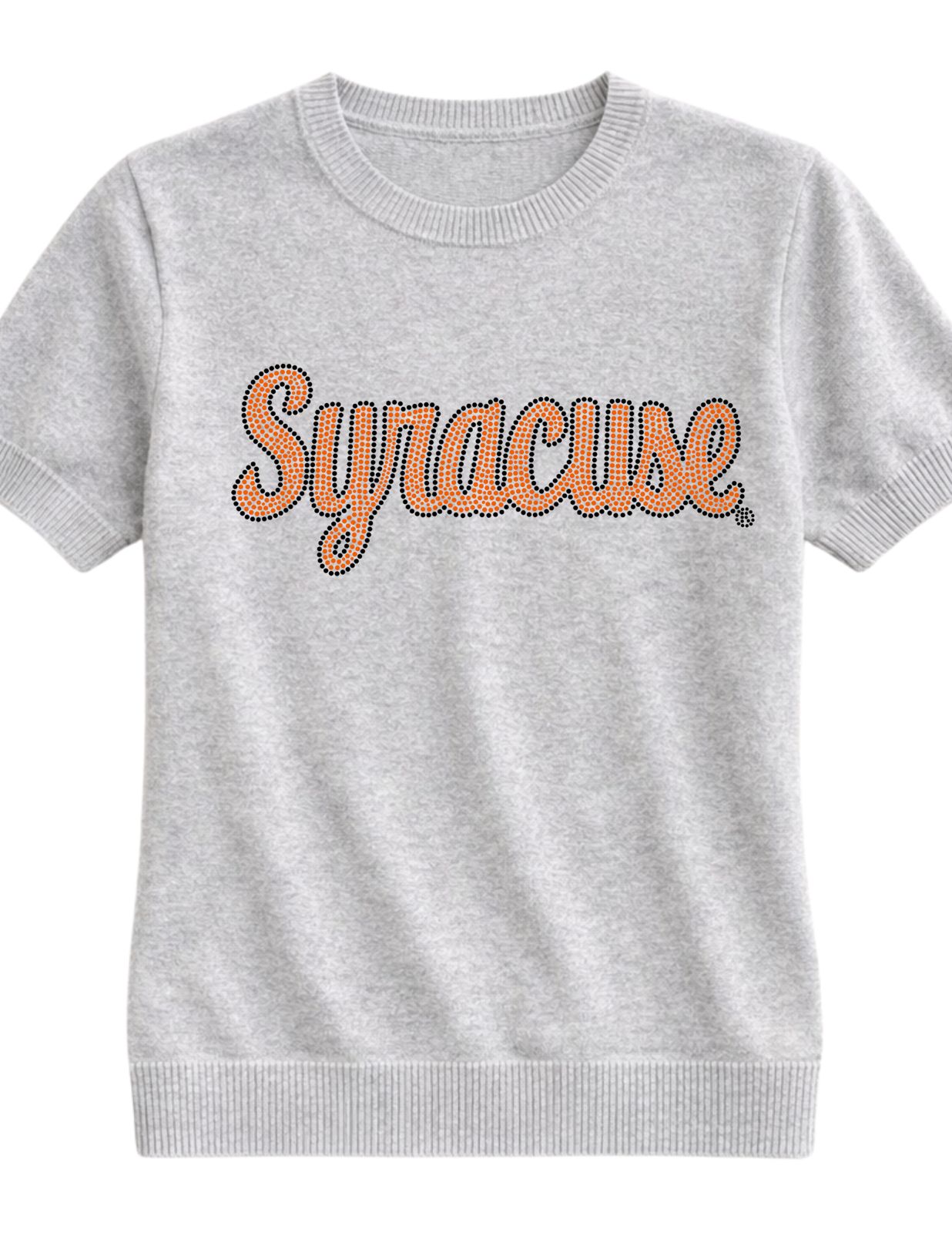 Syracuse Script Gray Short Sleeve Sweater