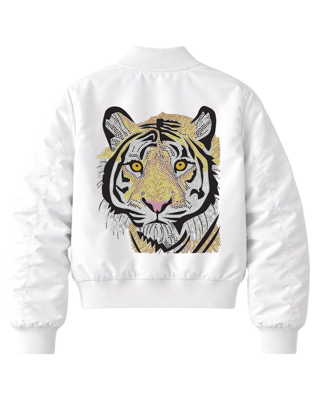 Tiger Face White Bomber Jacket