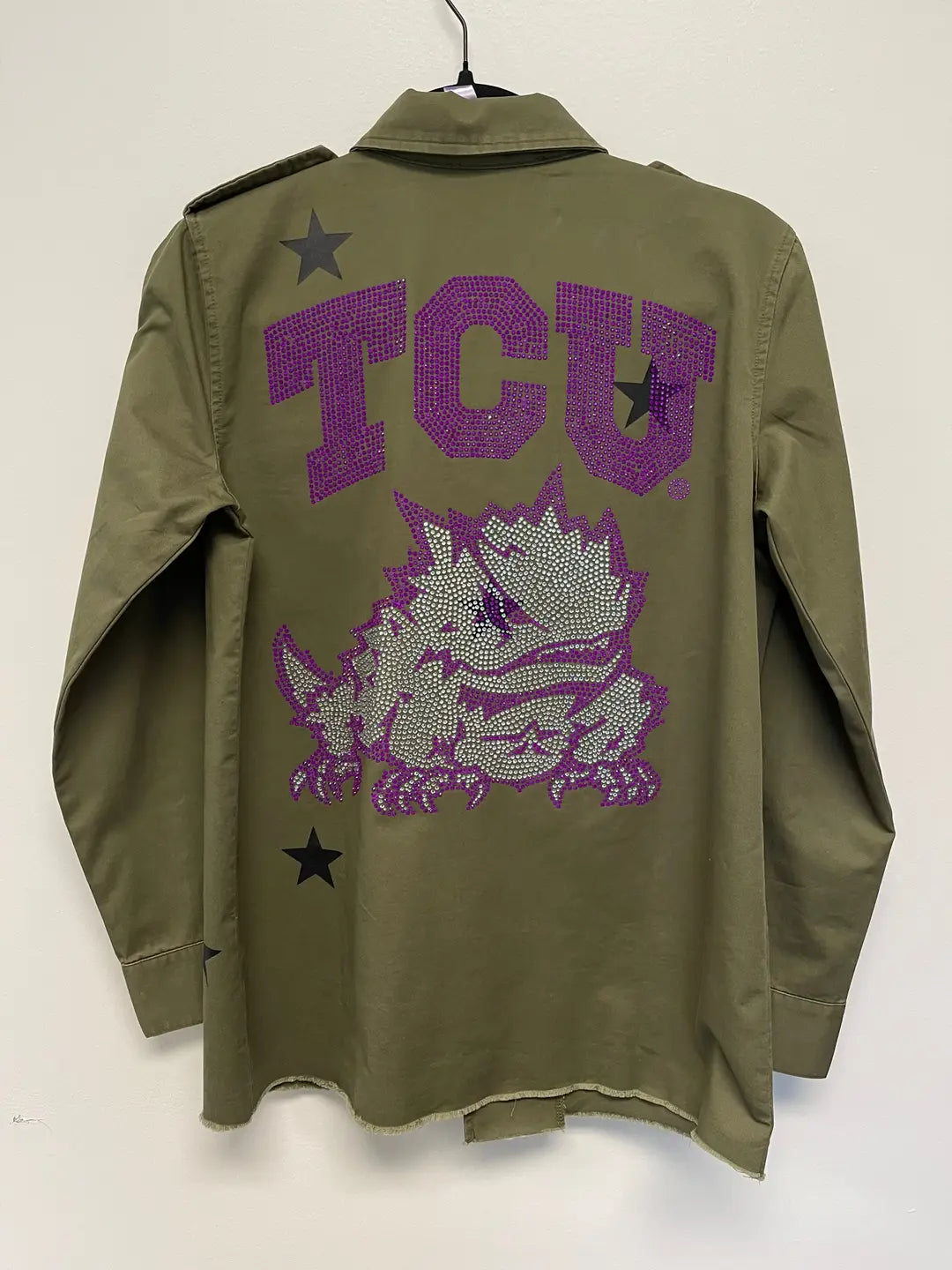 Licensed Game Day Shacket, Army Green, TCU Horned Frog