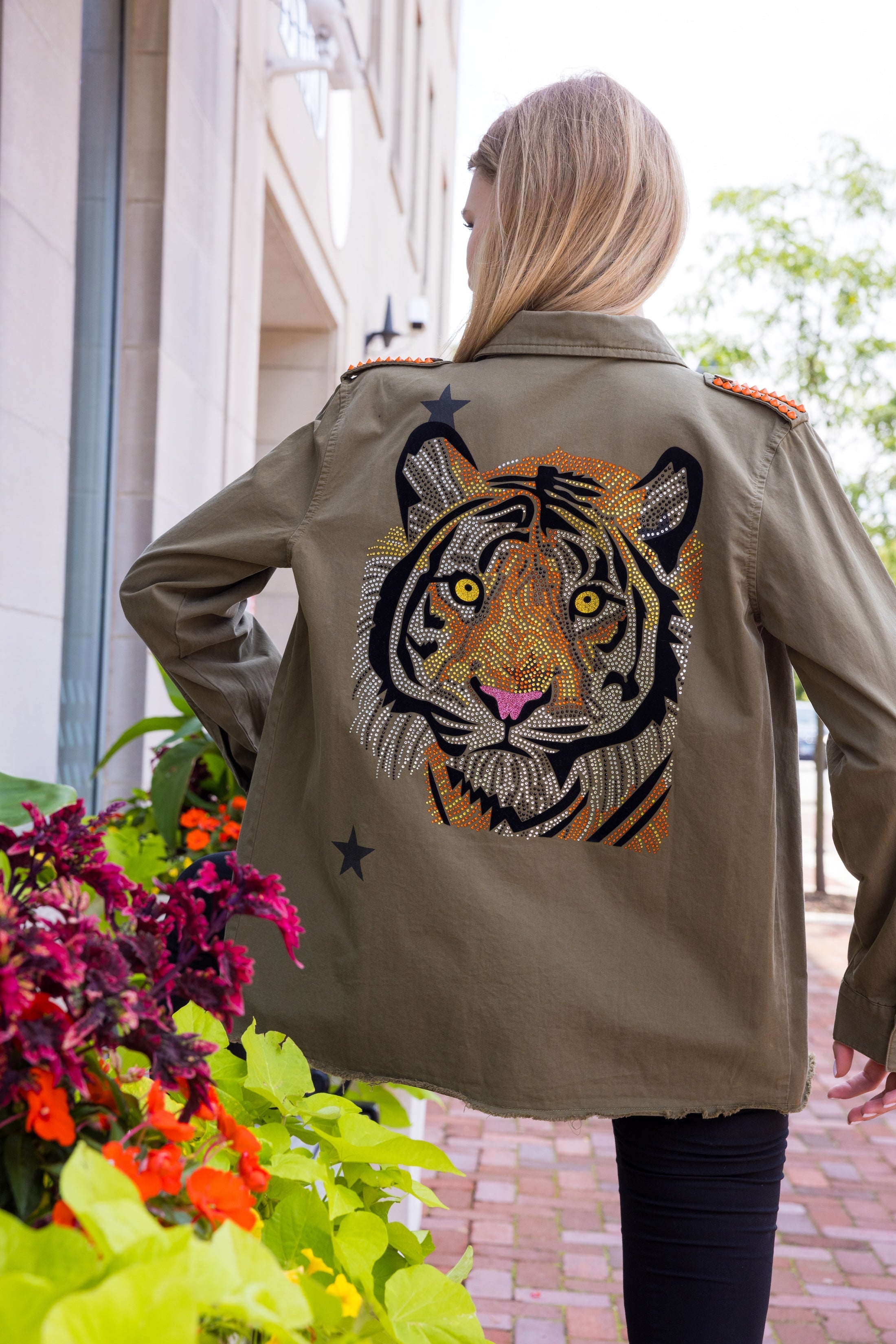 Tiger Face Army Green Shacket