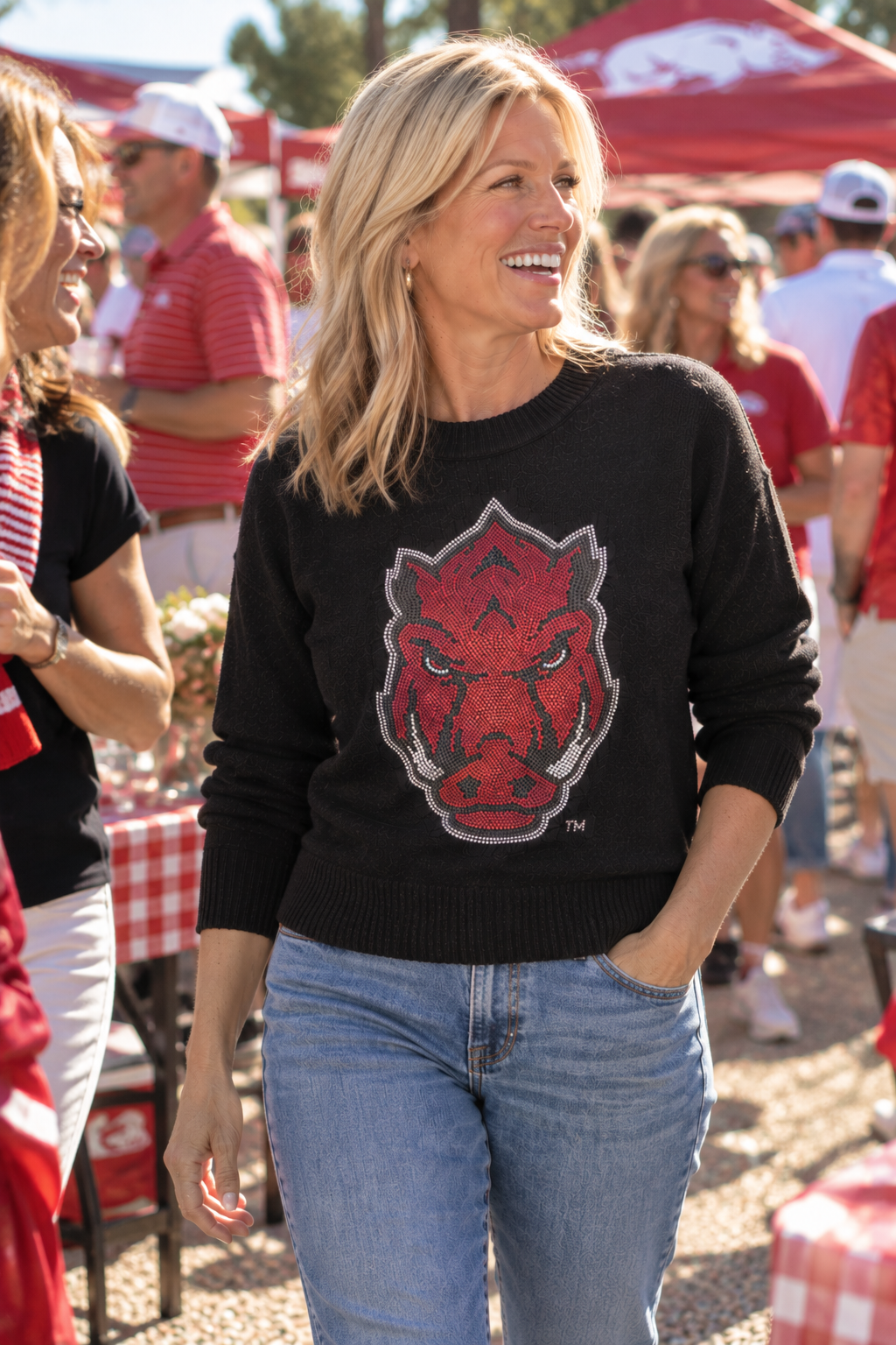 University of Arkansas Razorback Black Crewneck Sweater