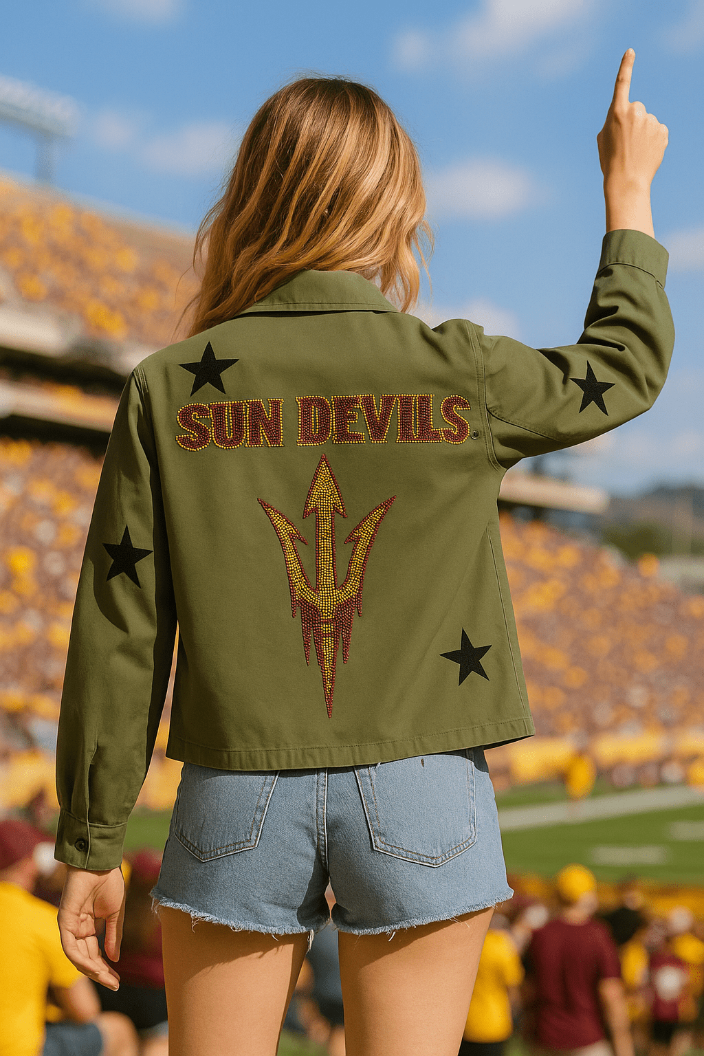 Licensed Game Day Shacket, Army Green, Arizona State Fork 'Em Sun Devils