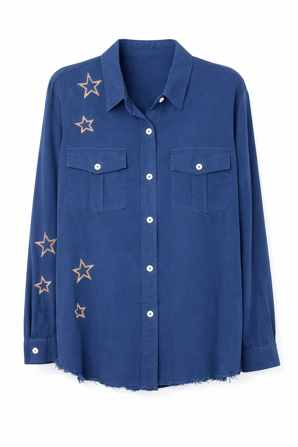 Peace Sign Embroidered Navy Star Shirt