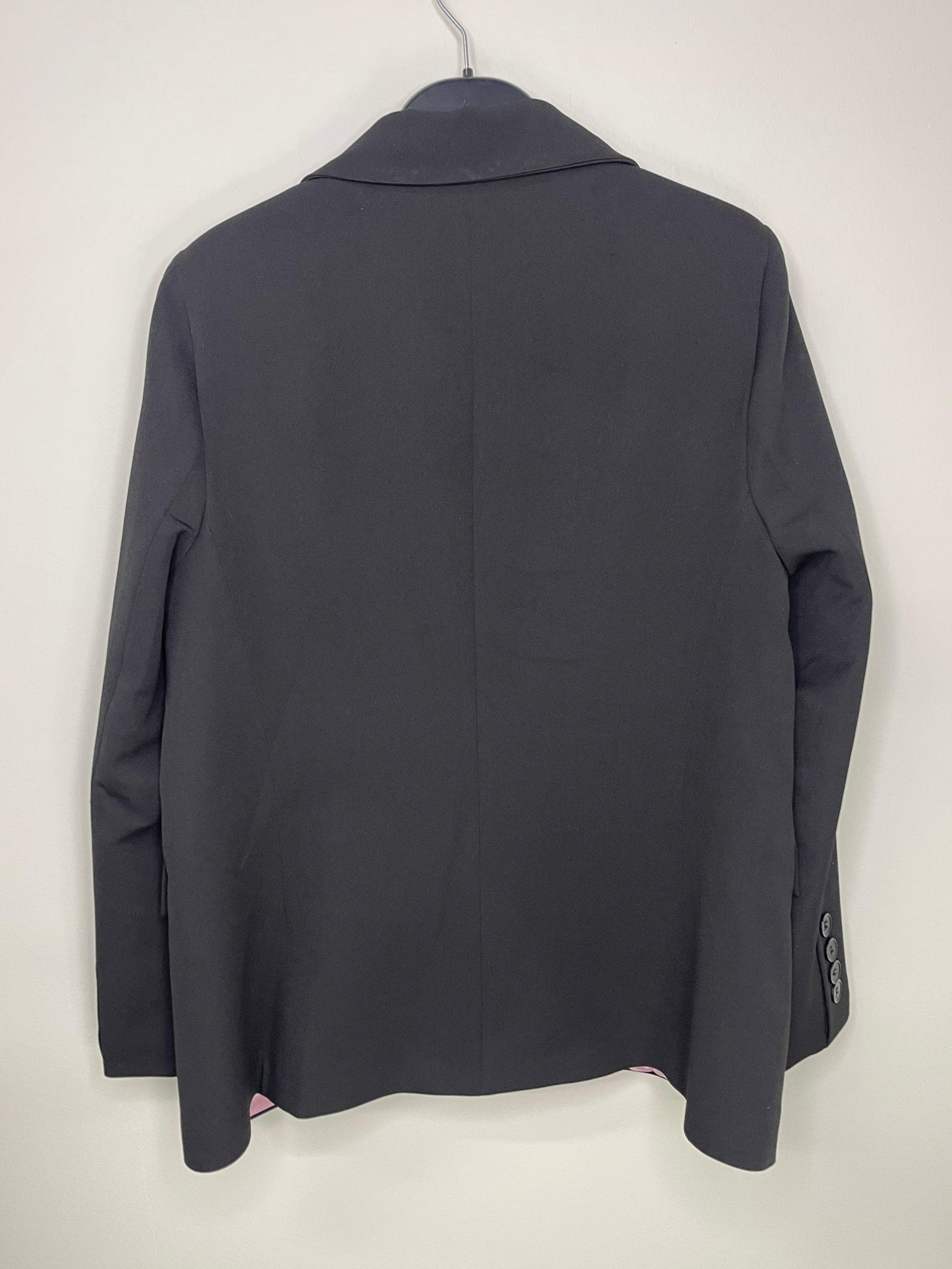 Pink Lined Black Blazer w/ Lapel Medallion