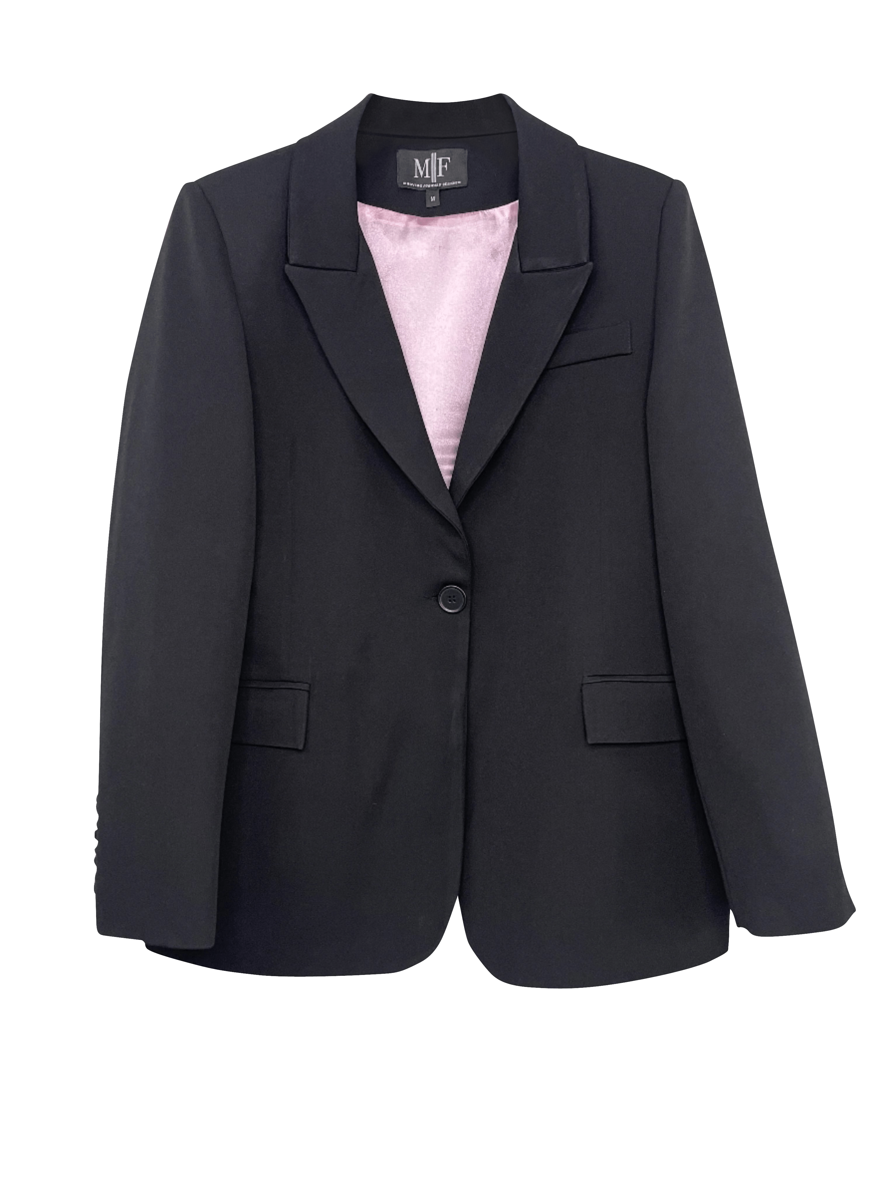 Blazer, Black w/ Pink Lining, Skull Flowers