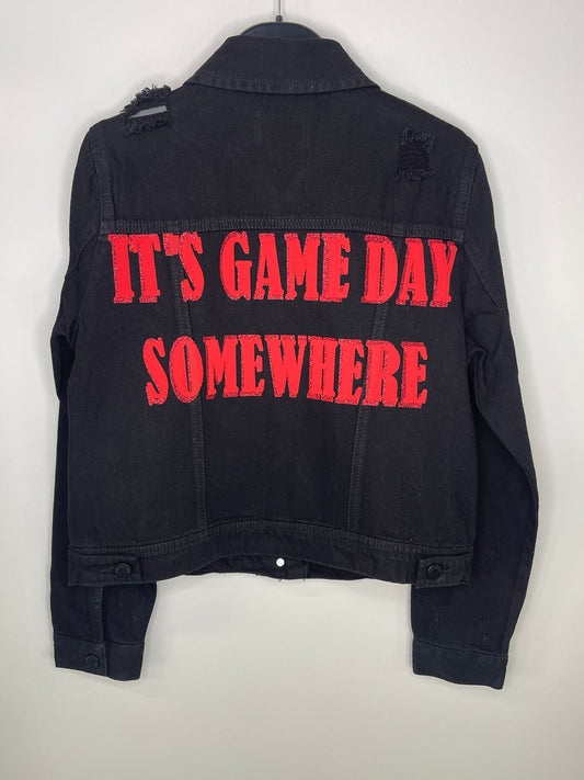 MEDIUM Jacket, Denim Black, It's Game Day Somewhere