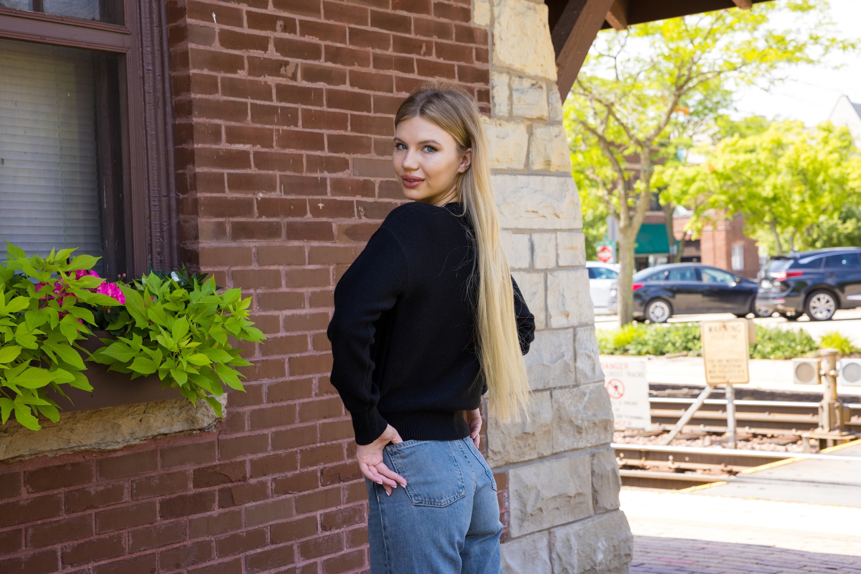 Gunmetal Love Script Black Crewneck Sweater